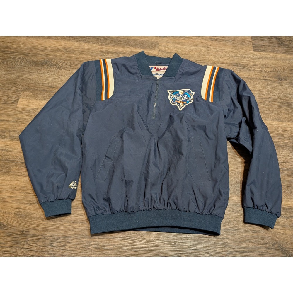 Majestic MLB World Series 2000 Pullover Windbreaker Jacket Navy Blue Mens Large